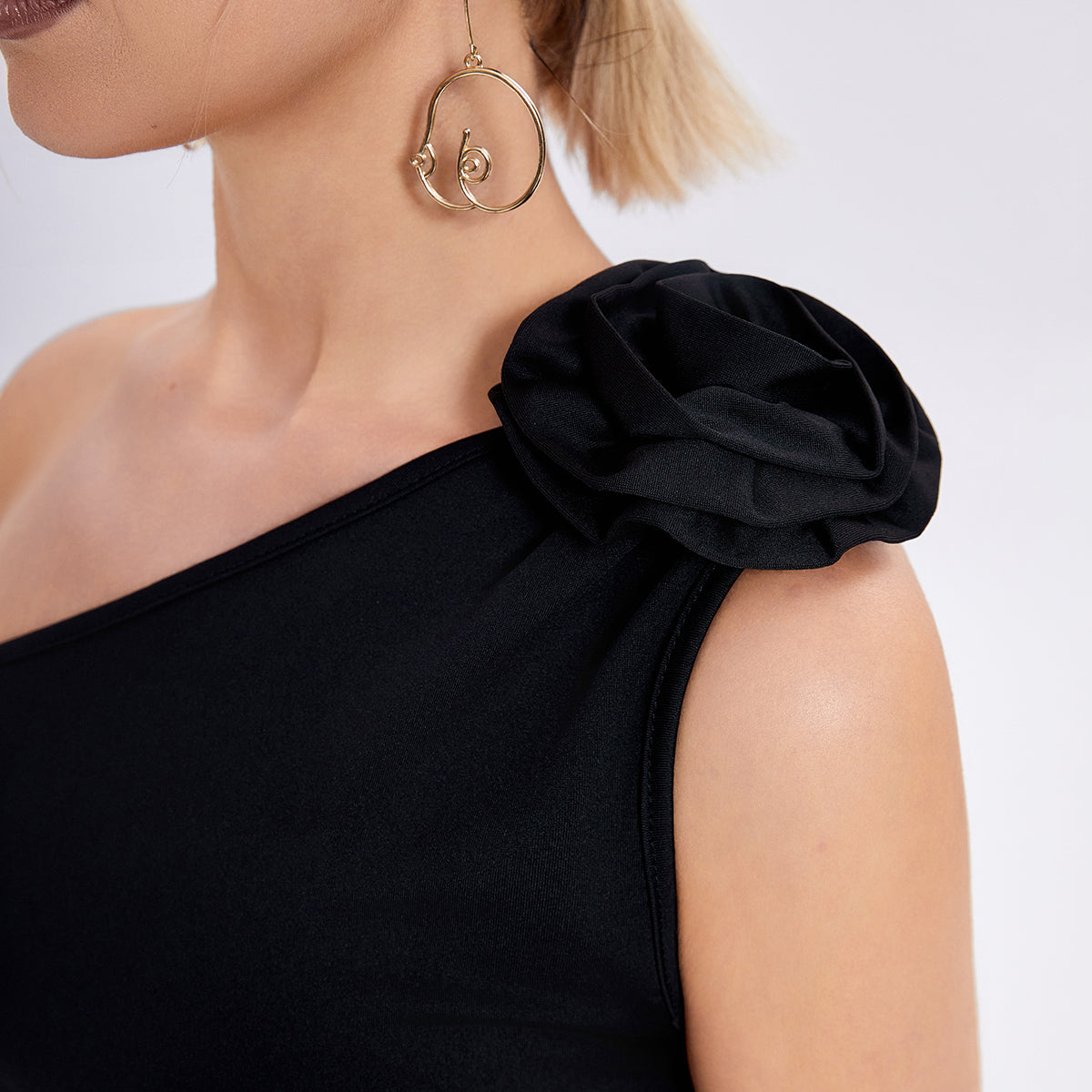 One Shoulder Pleated Flaperon Vest Top