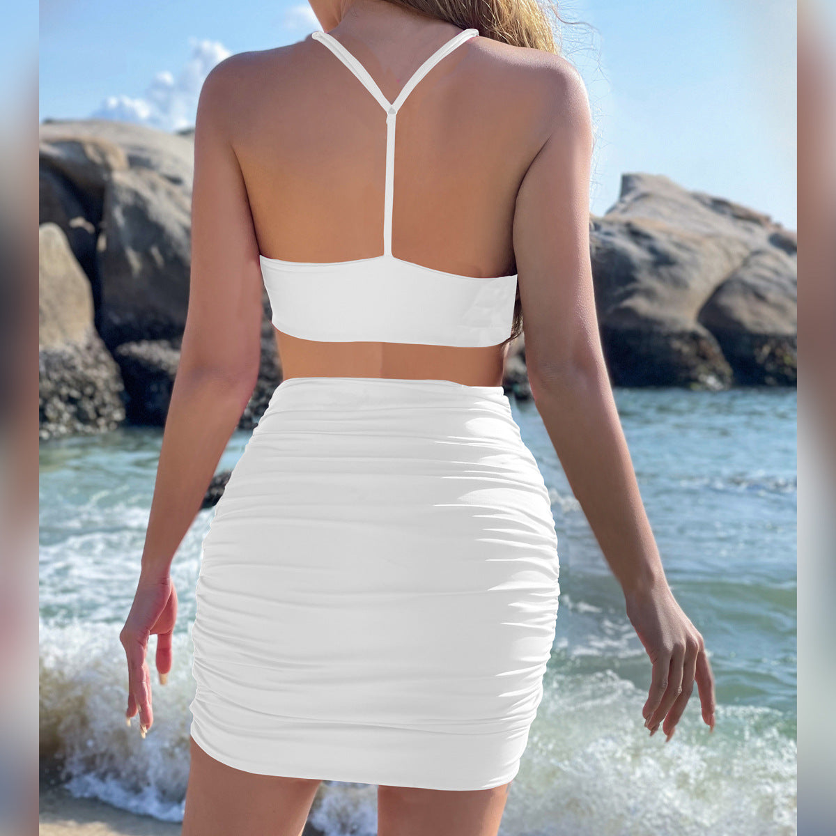 Women's Fashion Pleated Hollow Two-Piece Dress