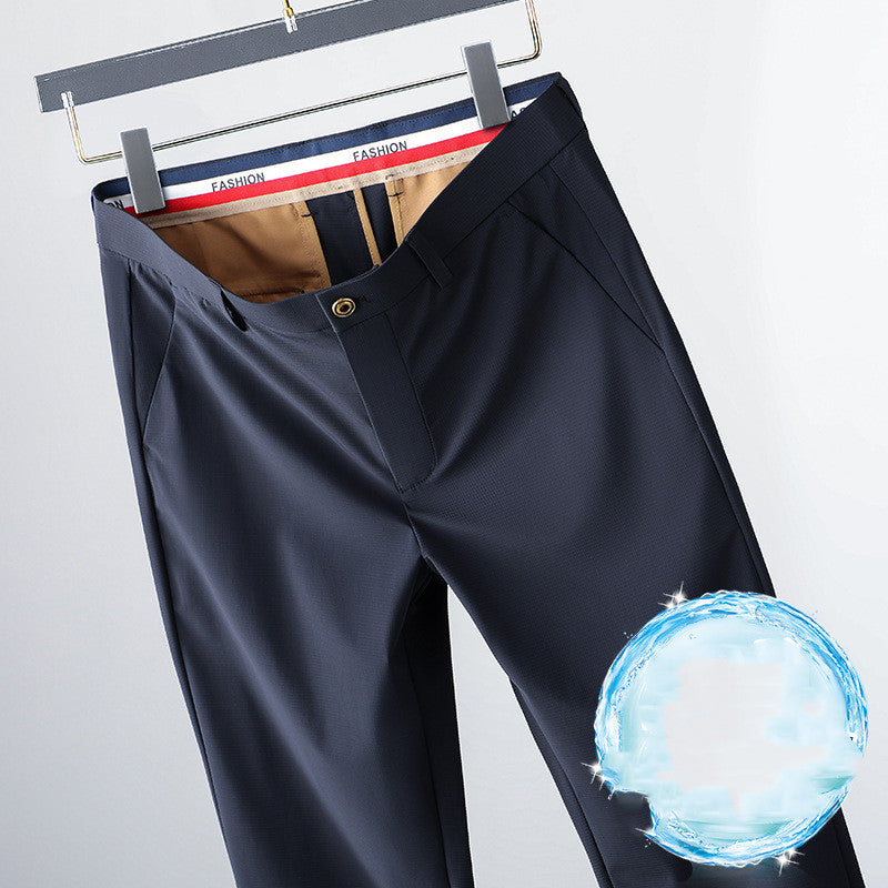 Men's High Elastic Casual Ice Silk Straight Casual Pants