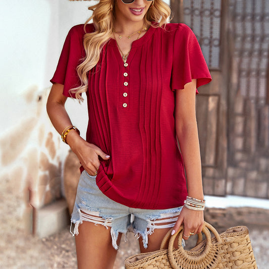 Women's Loose Shirt Casual Short-sleeved Top