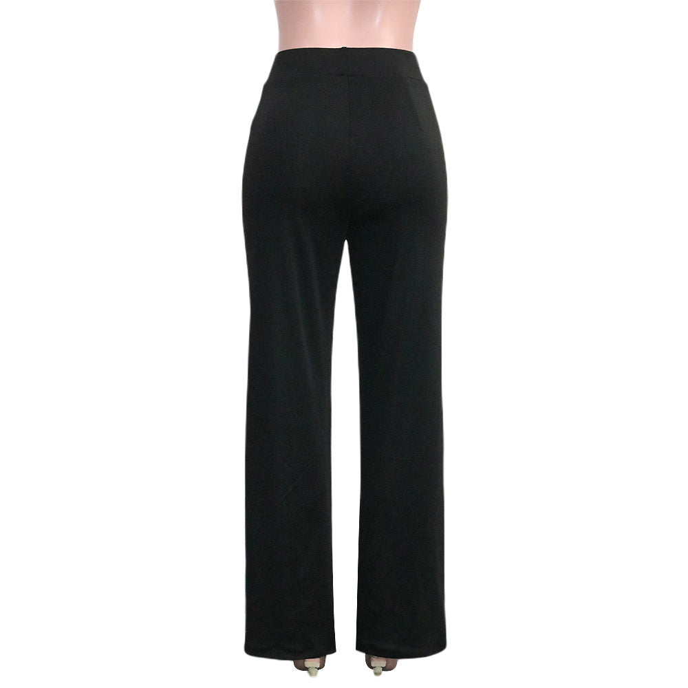 Women's Casual High Waist Polyester Slim Pants