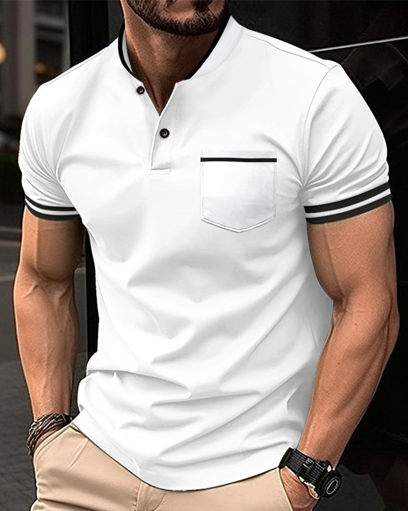 Solid Collar Short Sleeved