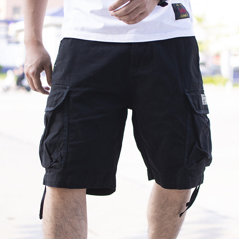 Solid Color Casual Cargo Shorts